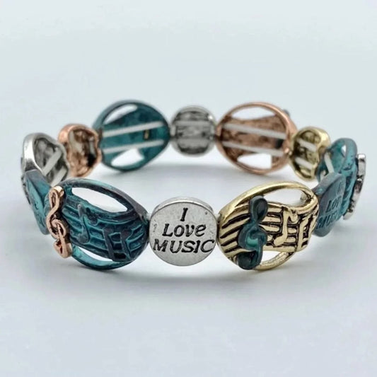 Music Bracelet in Turquoise Patina