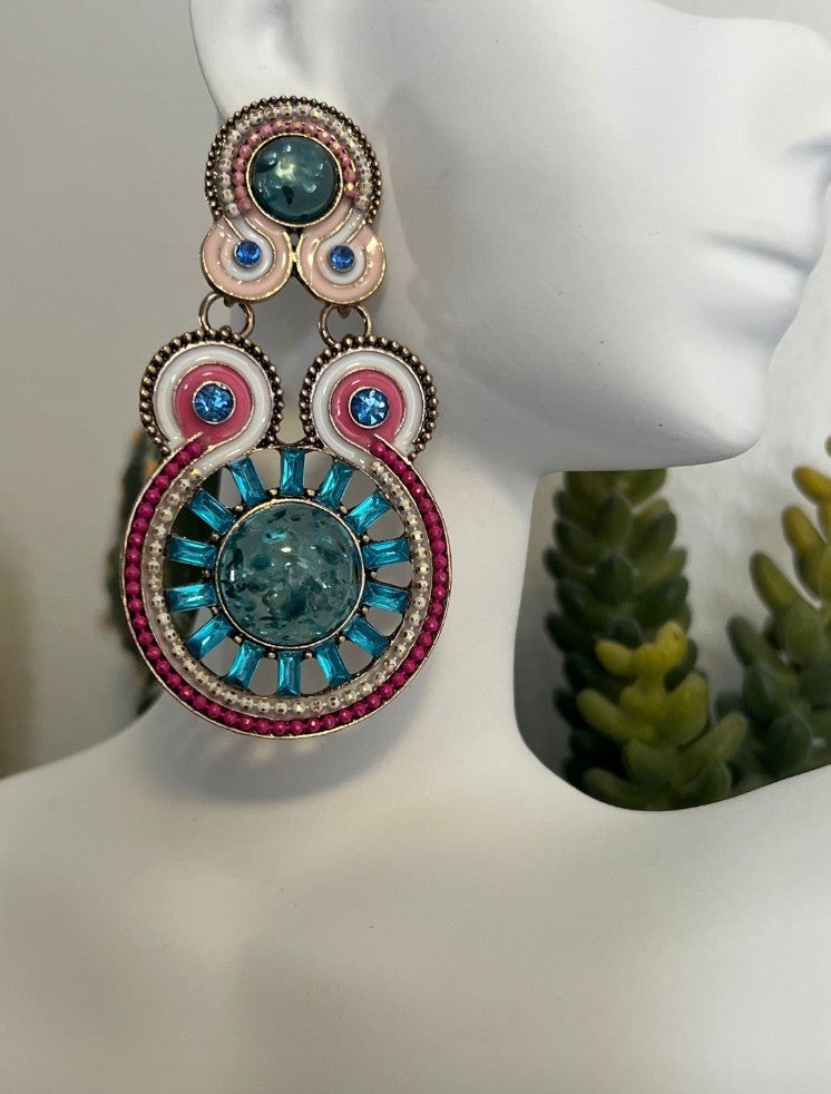 Pink & Blue Statement Earrings