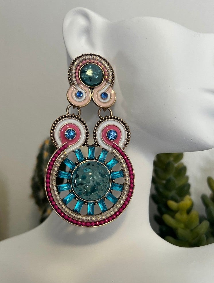 Pink & Blue Statement Earrings