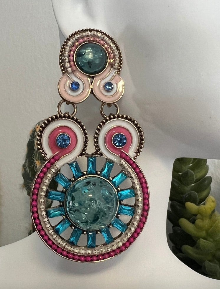 Pink & Blue Statement Earrings