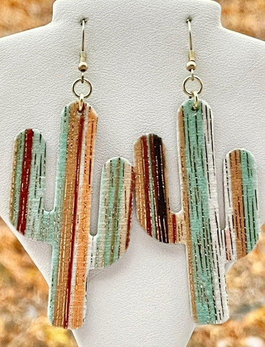 Faux Leather Cactus Earrings