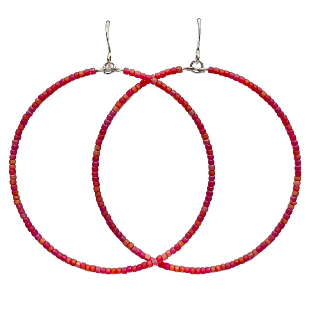 Matte Cranberry Orange Hoop Earrings