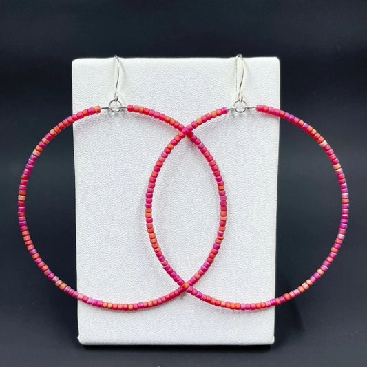 Matte Cranberry Orange Hoop Earrings