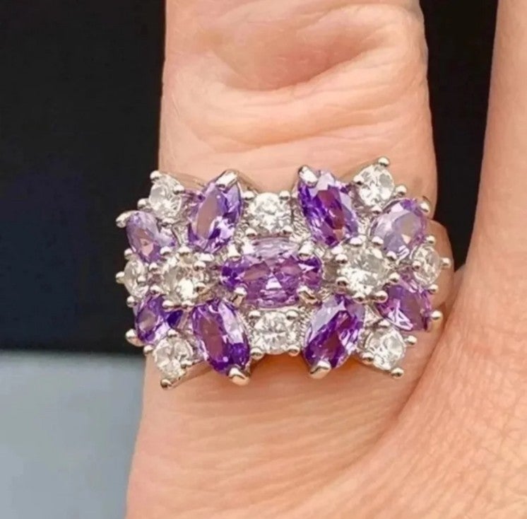 Amethyst Flowers Ring