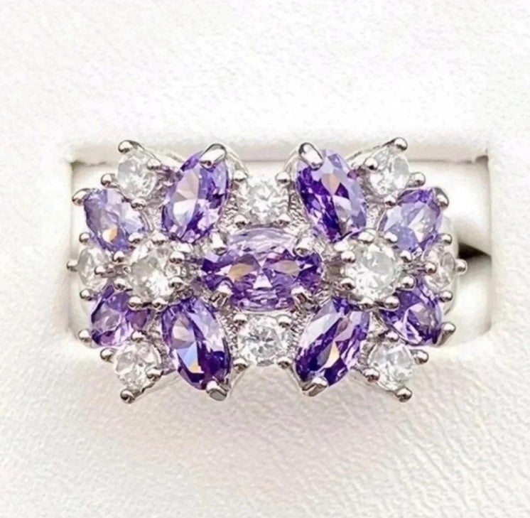 Amethyst Flowers Ring