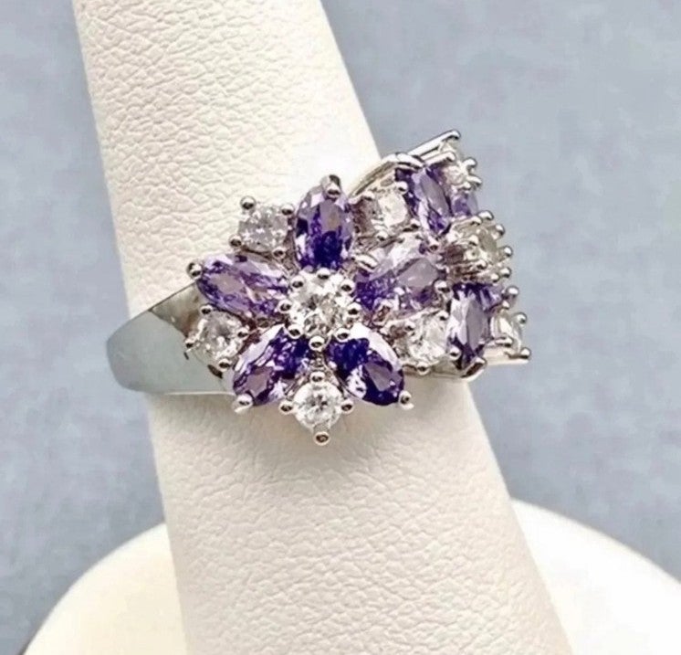 Amethyst Flowers Ring