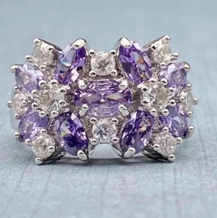 Amethyst Flowers Ring