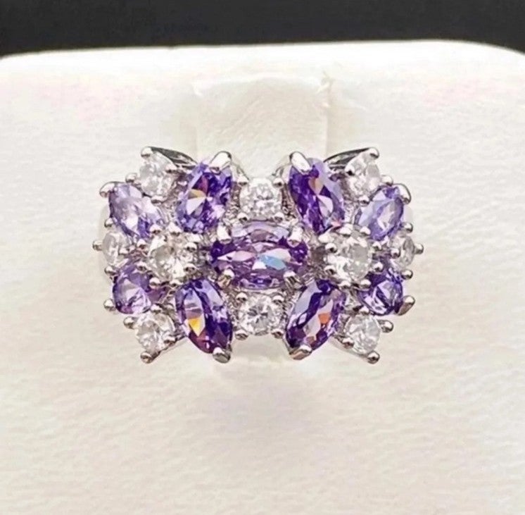 Amethyst Flowers Ring