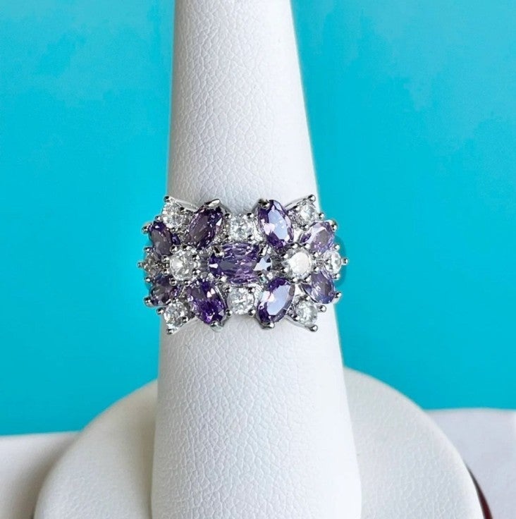 Amethyst Flowers Ring