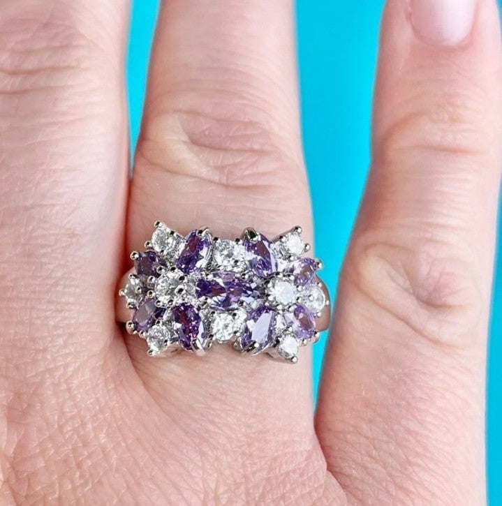 Amethyst Flowers Ring