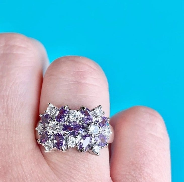 Amethyst Flowers Ring