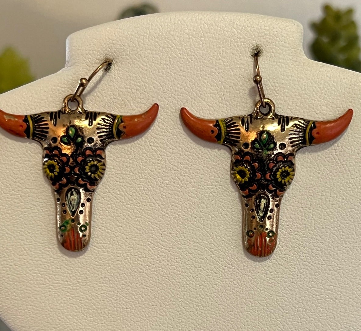 Cow Skull Earrings in Gold