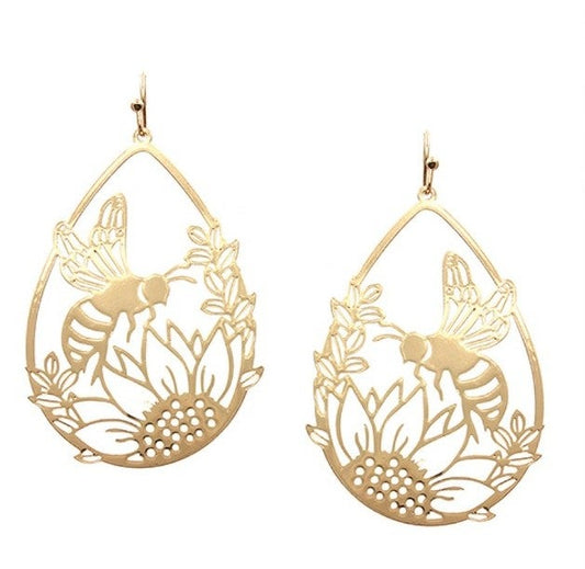 Bee Earrings in Gold