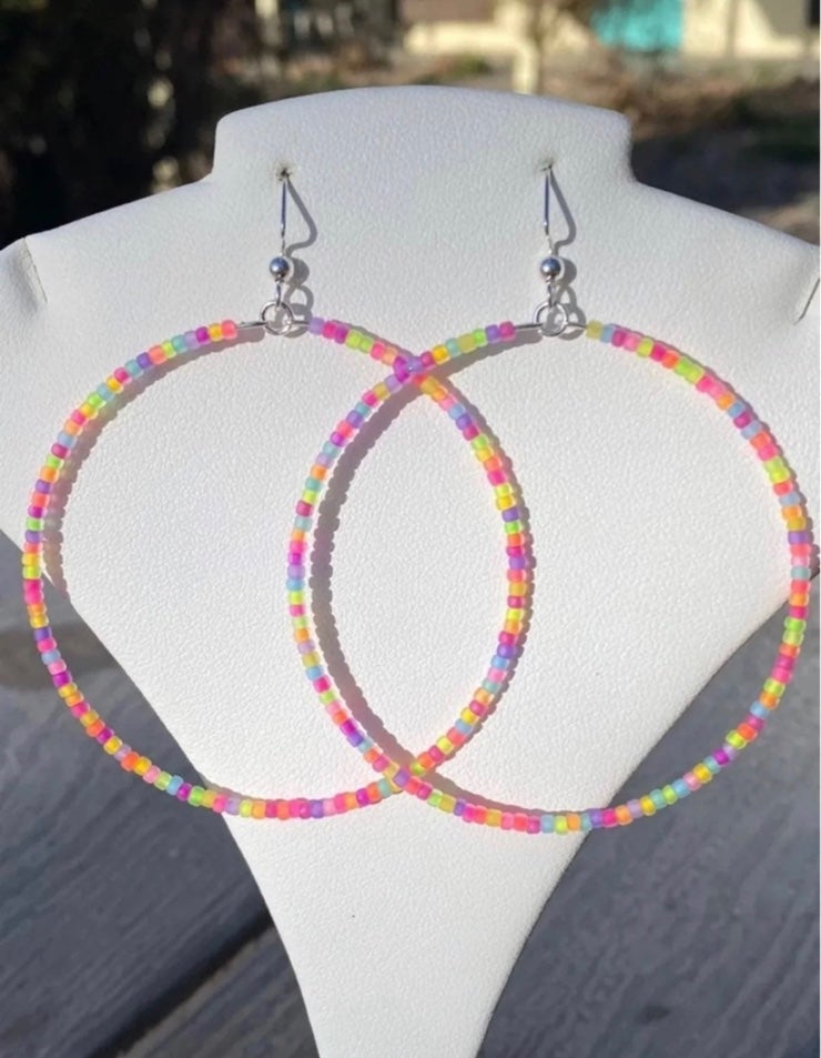 Neon Fiesta Hoop Earrings