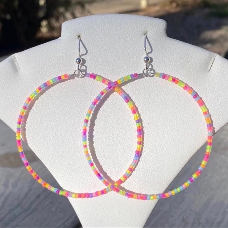 Neon Fiesta Hoop Earrings