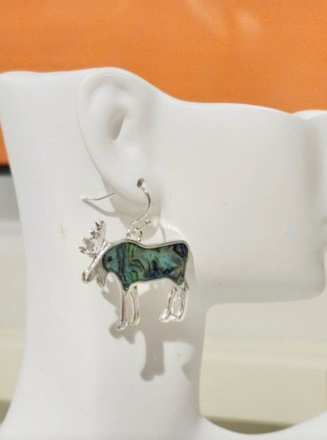 Abalone Shell Moose Earrings