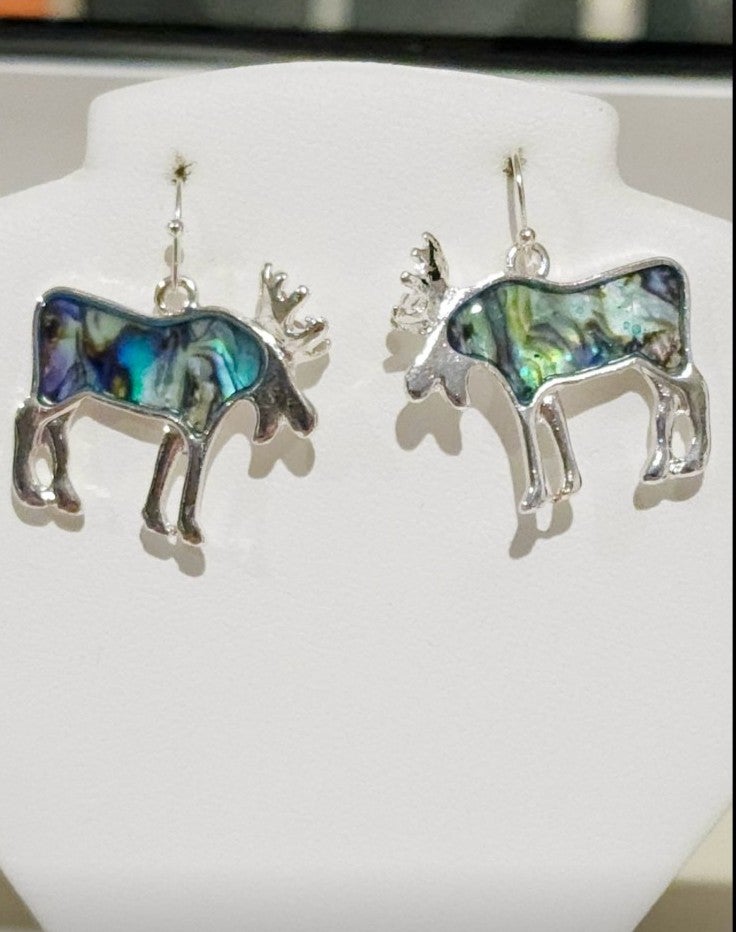 Abalone Shell Moose Earrings