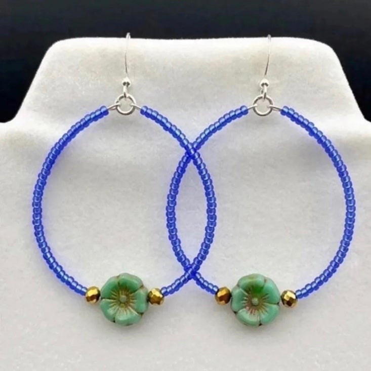 Beaded Flower Hoop Earrings